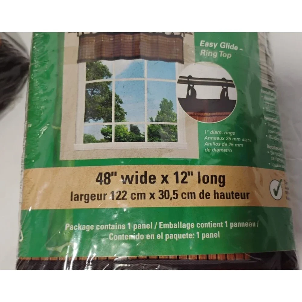 Versailles Naturel Bamboo Ring Valance 48X12 Set of 2 - NEW SEALED